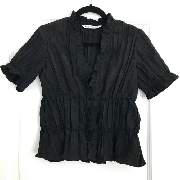 Zara Elastic Trim Blouse - Size XS - Picture 2 of 5